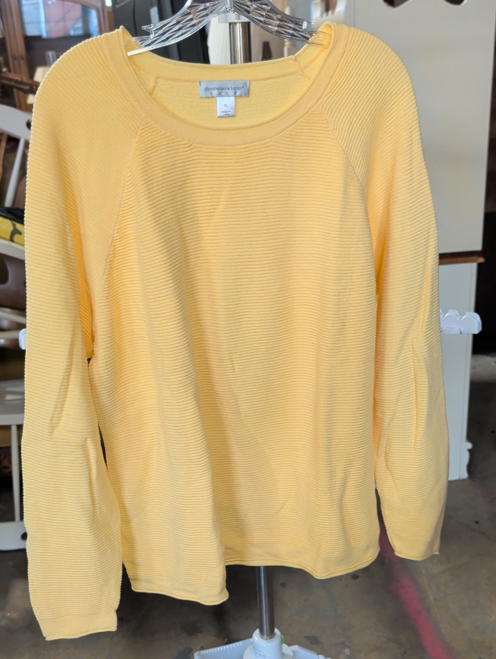 Christopher & Banks Women’s Lightweight Textured Pullover Sweater - Yellow